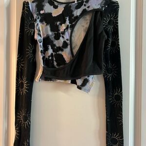 Urban Outfitters Black and Multicolor Crop Top